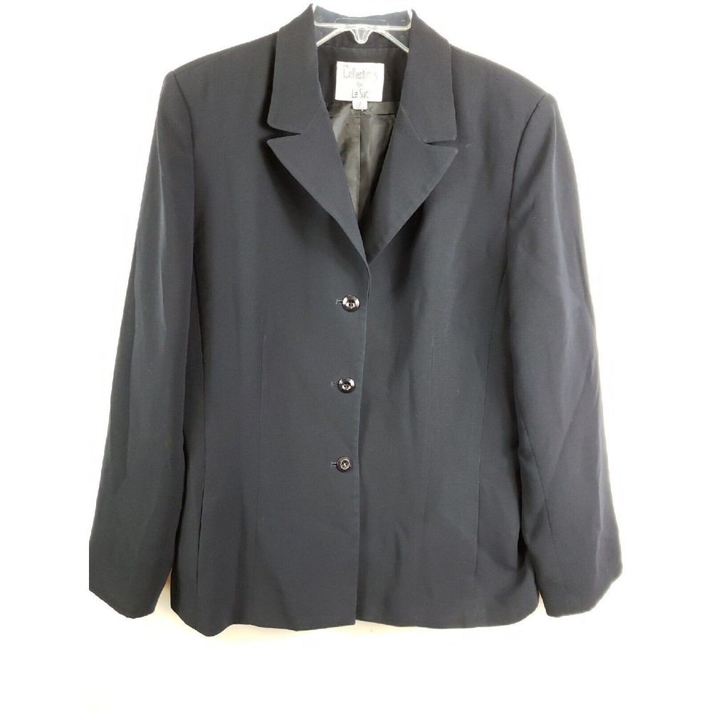 Collections for Le Suit Sz 14 Women's Navy blue 3 Button Lined Blazer Jacket